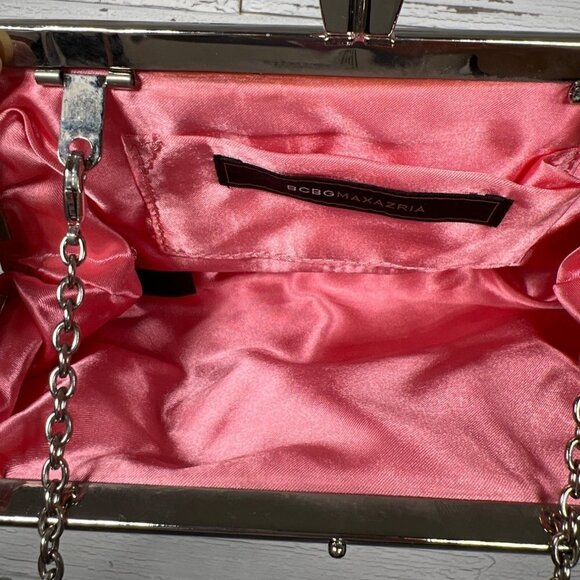 BCBGMAXAZRIA Satin Evening Convertible Clutch Pink EUC - Picture 6 of 7